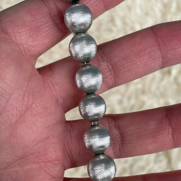 Monet Vintage Silver Beaded necklace - Picture 2 of 5